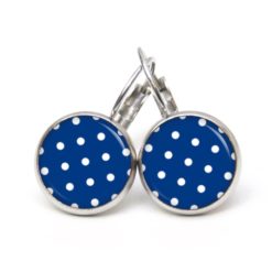 Druckknopf Ohrstecker Ohrhänger Clipse dunkelblau mit weißen Tupfen Punkten Polka Dots Druckknopf Ohrstecker Ohrhänger Clipse dunkelblau mit weißen Tupfen Punkten Polka Dots