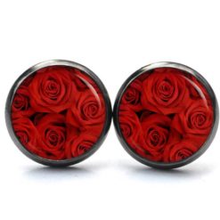 Druckknopf Ohrstecker Ohrhänger Clipse rote Rosen Valentinstag Muttertag Druckknopf Ohrstecker Ohrhänger Clipse rote Rosen Valentinstag Muttertag