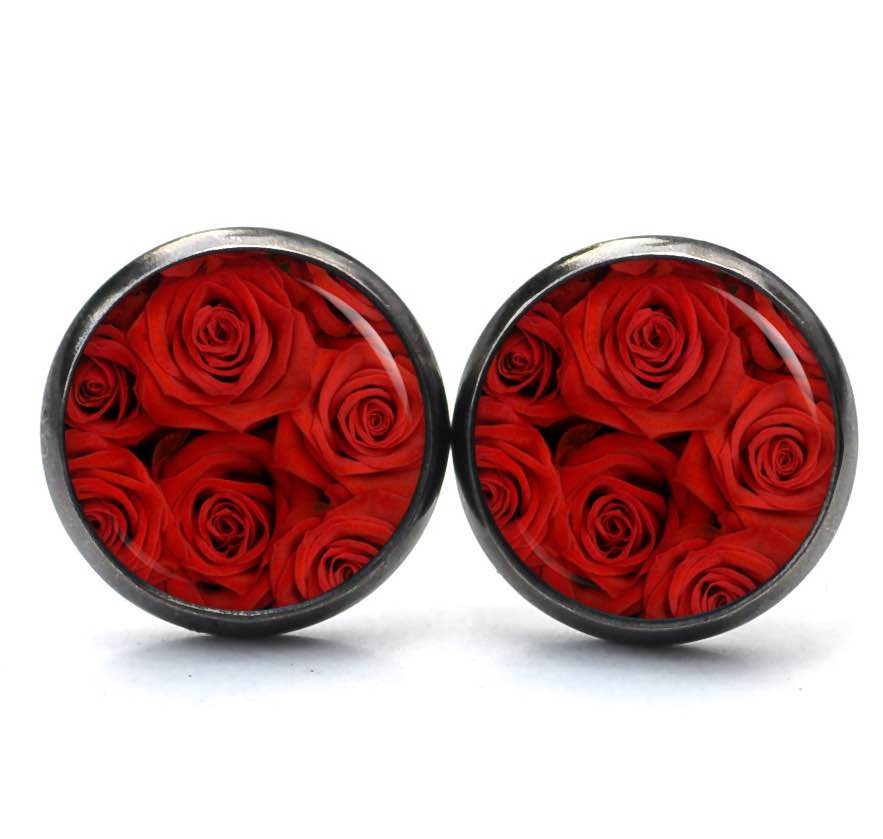 Druckknopf Ohrstecker Ohrhänger Clipse rote Rosen Valentinstag Muttertag Druckknopf Ohrstecker Ohrhänger Clipse rote Rosen Valentinstag Muttertag