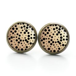 Druckknopf Ohrstecker Ohrhänger Clipse Gold mit schwarzen Punkten Tupfen Polkadots