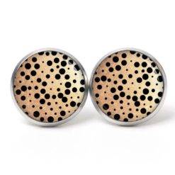 Druckknopf Ohrstecker Ohrhänger Clipse Gold mit schwarzen Punkten Tupfen Polkadots