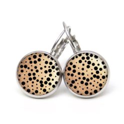 Druckknopf Ohrstecker Ohrhänger Clipse Gold mit schwarzen Punkten Tupfen Polkadots