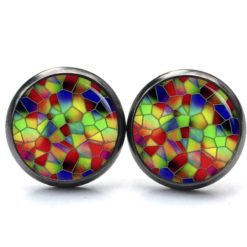 Druckknopf Ohrstecker Ohrhänger Clipse Mosaik Glasmosaik Muster kunterbunt farbenfroh Druckknopf Ohrstecker Ohrhänger Clipse Mosaik Glasmosaik Muster kunterbunt farbenfroh