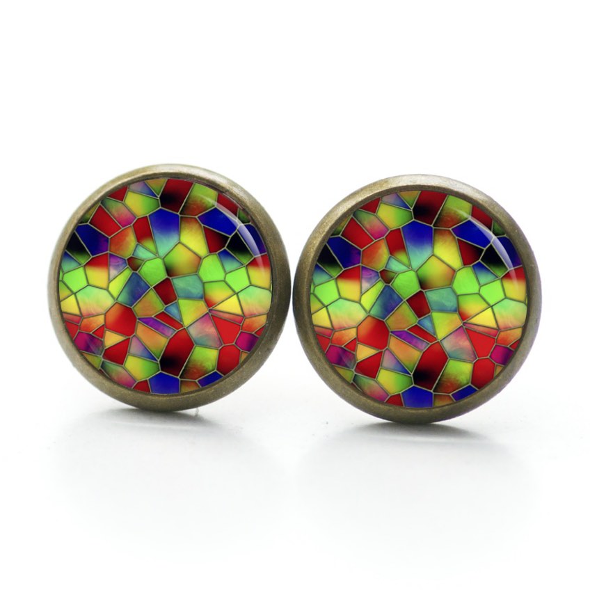 Druckknopf Ohrstecker Ohrhänger Clipse Mosaik Glasmosaik Muster kunterbunt farbenfroh Druckknopf Ohrstecker Ohrhänger Clipse Mosaik Glasmosaik Muster kunterbunt farbenfroh