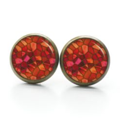 Druckknopf Ohrstecker Ohrhänger Clipse Mosaik Glasmosaik Muster rot orange Druckknopf Ohrstecker Ohrhänger Clipse Mosaik Glasmosaik Muster rot orange