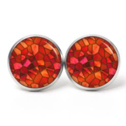 Druckknopf Ohrstecker Ohrhänger Clipse Mosaik Glasmosaik Muster rot orange