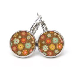Ohrstecker, Ohrhänger, Clipse & Druckknopf – Motiv Kleine Blumen orange grünbraun Blumenmeer – Schmuck aus Edelstahl Ohrstecker, Ohrhänger, Clipse & Druckknopf – Motiv Kleine Blumen orange grünbraun Blumenmeer – Schmuck aus Edelstahl