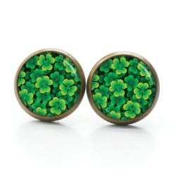 Ohrstecker, Ohrhänger, Clipse & Druckknopf – Motiv Kleeblatt Grün St Patricks Day viele Kleeblätter – Schmuck aus Edelstahl Ohrstecker, Ohrhänger, Clipse & Druckknopf – Motiv Kleeblatt Grün St Patricks Day viele Kleeblätter – Schmuck aus Edelstahl