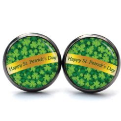 Ohrstecker, Ohrhänger, Clipse & Druckknopf – Motiv Kleeblatt grün mit St Patricks Day Schleife – Schmuck aus Edelstahl Ohrstecker, Ohrhänger, Clipse & Druckknopf – Motiv Kleeblatt grün mit St Patricks Day Schleife – Schmuck aus Edelstahl