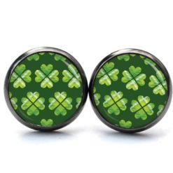 Ohrstecker, Ohrhänger, Clipse & Druckknopf – Motiv kariertes Kleeblatt grün St Patricks Day – Schmuck aus Edelstahl Ohrstecker, Ohrhänger, Clipse & Druckknopf – Motiv kariertes Kleeblatt grün St Patricks Day – Schmuck aus Edelstahl
