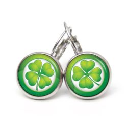 Ohrstecker, Ohrhänger, Clipse & Druckknopf – Motiv großes 4 blättriges Kleeblatt grün St Patricks Day – Schmuck aus Edelstahl Ohrstecker, Ohrhänger, Clipse & Druckknopf – Motiv großes 4 blättriges Kleeblatt grün St Patricks Day – Schmuck aus Edelstahl