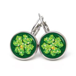Ohrstecker, Ohrhänger, Clipse & Druckknopf – Motiv großes 4 blättriges Kleeblatt grün mit Münze – Schmuck aus Edelstahl Ohrstecker, Ohrhänger, Clipse & Druckknopf – Motiv großes 4 blättriges Kleeblatt grün mit Münze – Schmuck aus Edelstahl