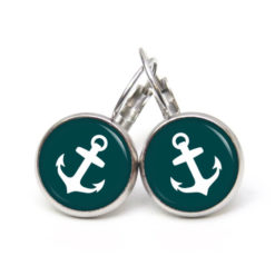 Ohrstecker, Ohrhänger, Clipse & Druckknopf – Motiv Anker maritim Meer emerald weiß – Schmuck aus Edelstahl Ohrstecker, Ohrhänger, Clipse & Druckknopf – Motiv Anker maritim Meer emerald weiß – Schmuck aus Edelstahl