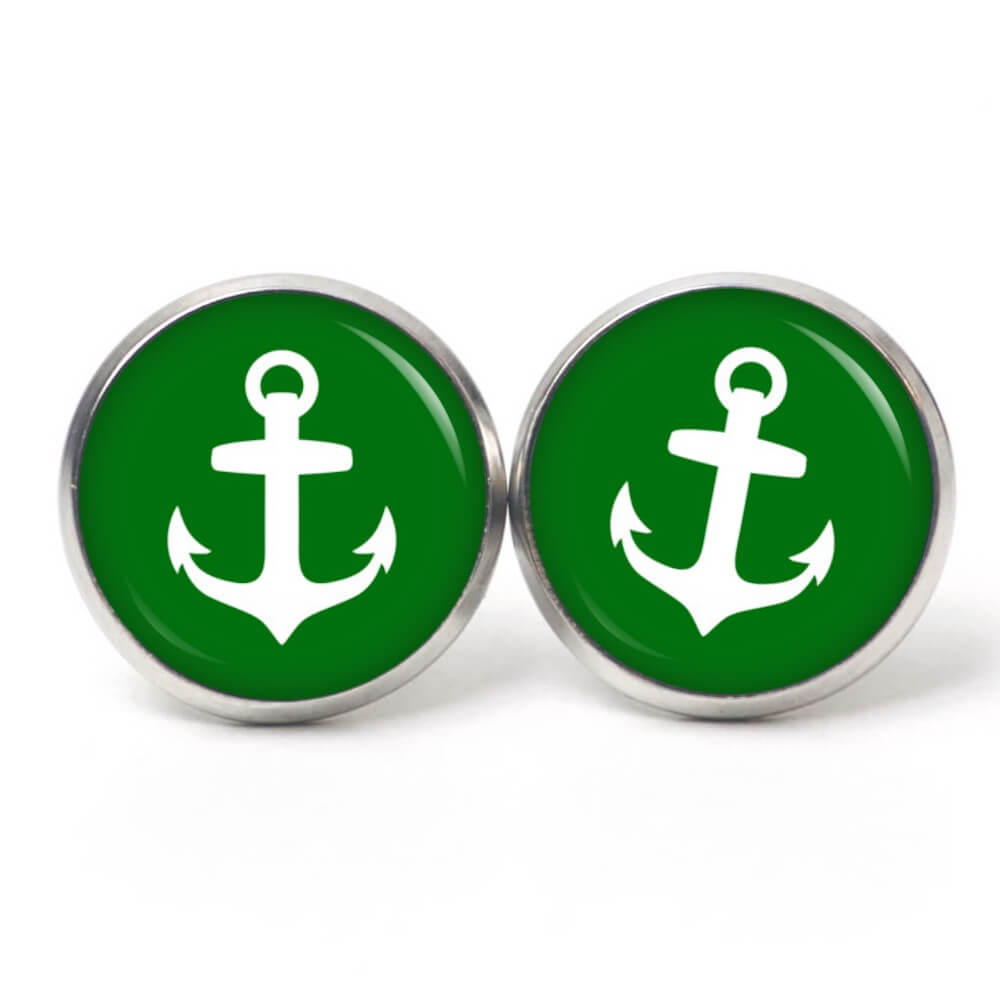 Ohrstecker, Ohrhänger, Clipse & Druckknopf – Motiv maritim Meer Anker grün – Schmuck aus Edelstahl Ohrstecker, Ohrhänger, Clipse & Druckknopf - Motiv maritim Meer Anker grün - Schmuck aus Edelstahl