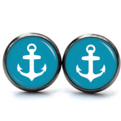 Ohrstecker, Ohrhänger, Clipse & Druckknopf – Motiv maritim Anker Hellblau – Schmuck aus Edelstahl Ohrstecker, Ohrhänger, Clipse & Druckknopf - Motiv maritim Anker Hellblau - Schmuck aus Edelstahl