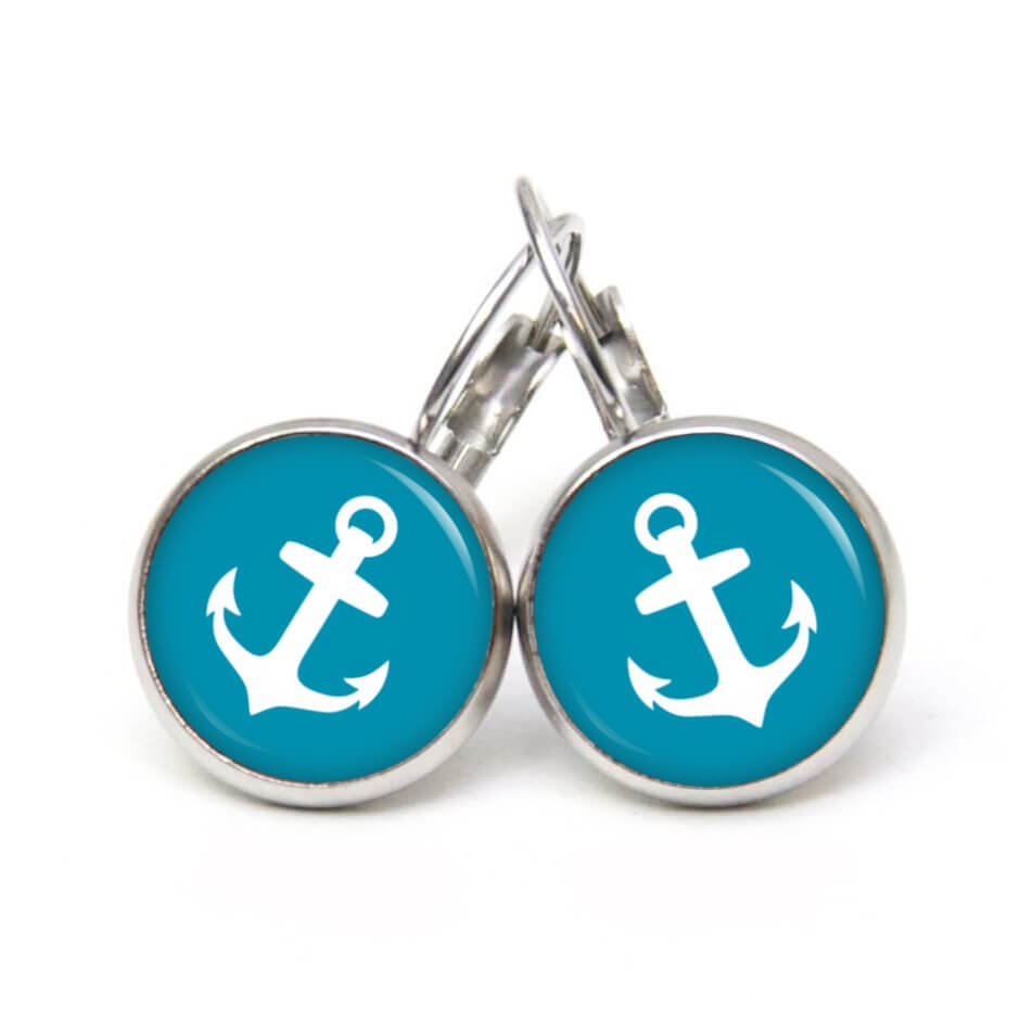 Ohrstecker, Ohrhänger, Clipse & Druckknopf – Motiv maritim Anker Hellblau – Schmuck aus Edelstahl Ohrstecker, Ohrhänger, Clipse & Druckknopf - Motiv maritim Anker Hellblau - Schmuck aus Edelstahl