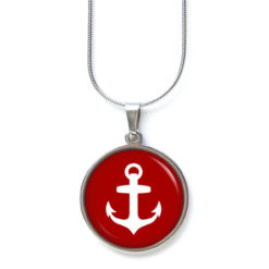 Ohrstecker, Ohrhänger, Clipse & Druckknopf – Motiv maritim roter Anker – Schmuck aus Edelstahl Edelstahl Kette mit Anker maritim Meer in rot weiß