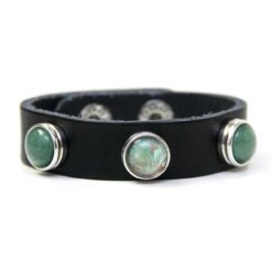 Lederarmband für Kinder - passend für drei 10mm Druckknöpfe - Schwarz