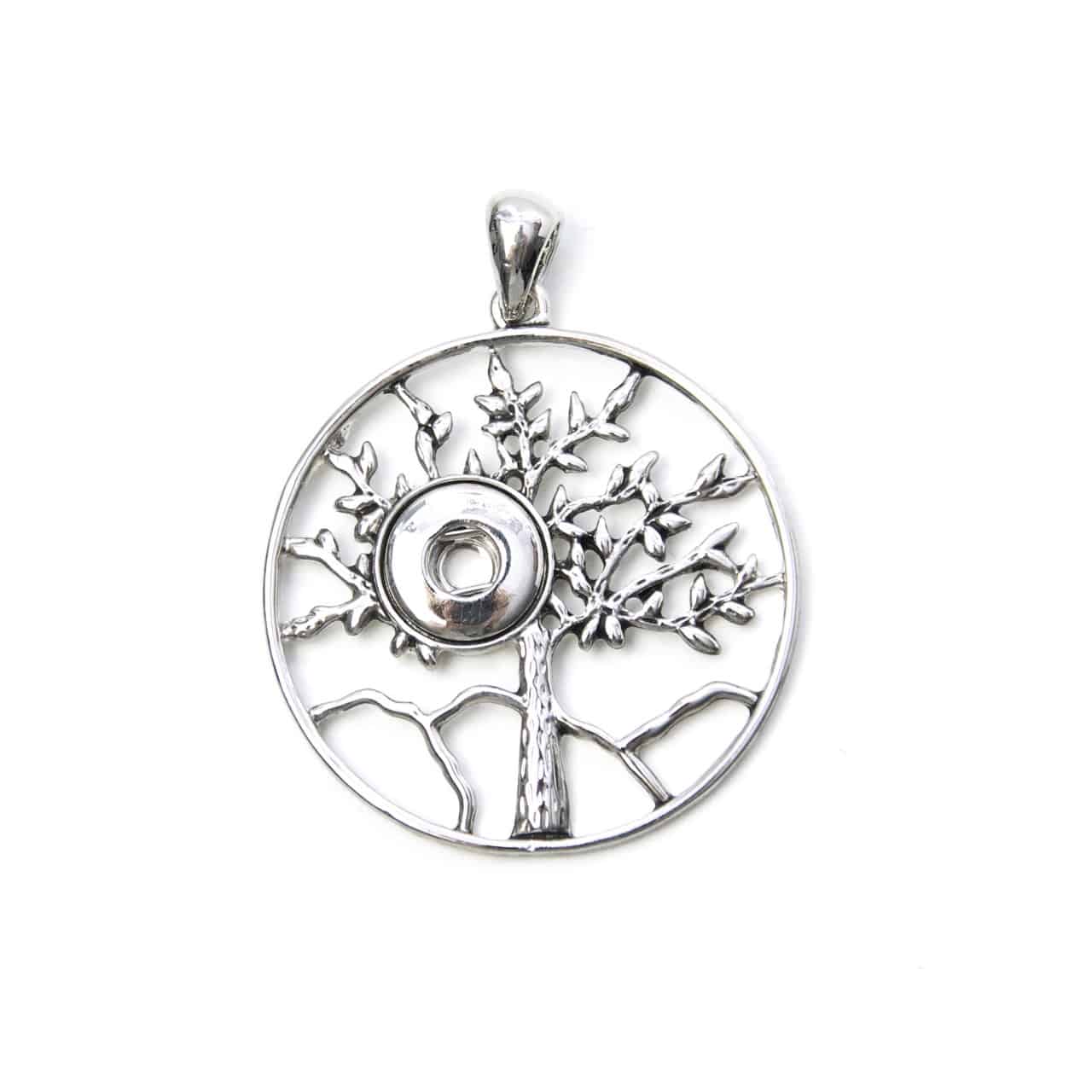 Großer Mini Druckknopf Anhänger Baum für 10mm Druckknopf Druckknopf Set Lebensbaum Anhänger mit Kette und Ohrringe - Farbwahl