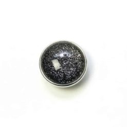 Druckknopf handbemalt in schwarz mit silber Glitzer für Druckknopfschmuck