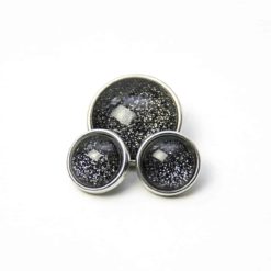 Druckknopf handbemalt in schwarz mit silber Glitzer für Druckknopfschmuck Druckknopf handbemalt in schwarz mit silber Glitzer für Druckknopfschmuck