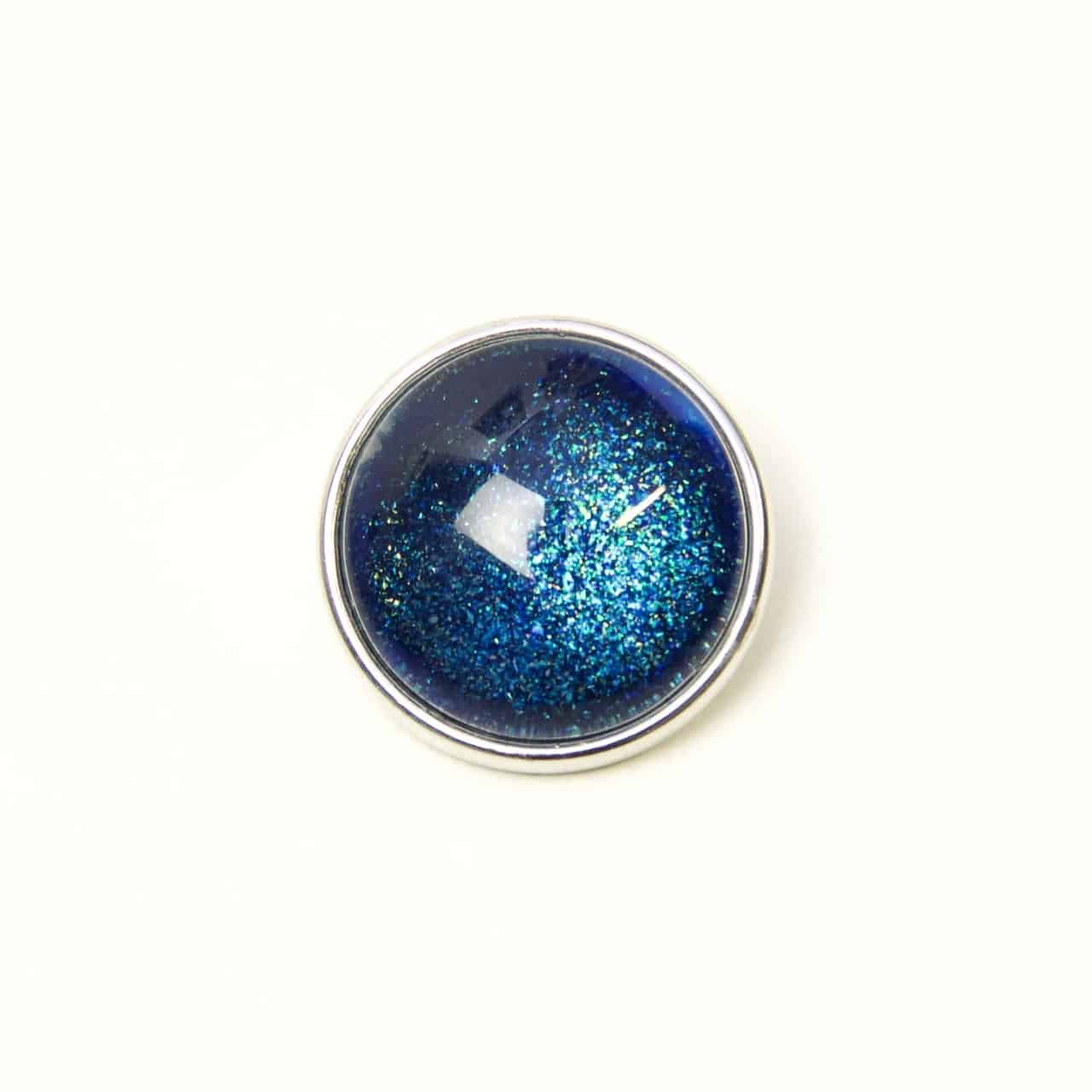 Druckknopf handbemalt dunkelblau glitzernd für Druckknopfschmuck Druckknopf handbemalt dunkelblau glitzernd für Druckknopfschmuck