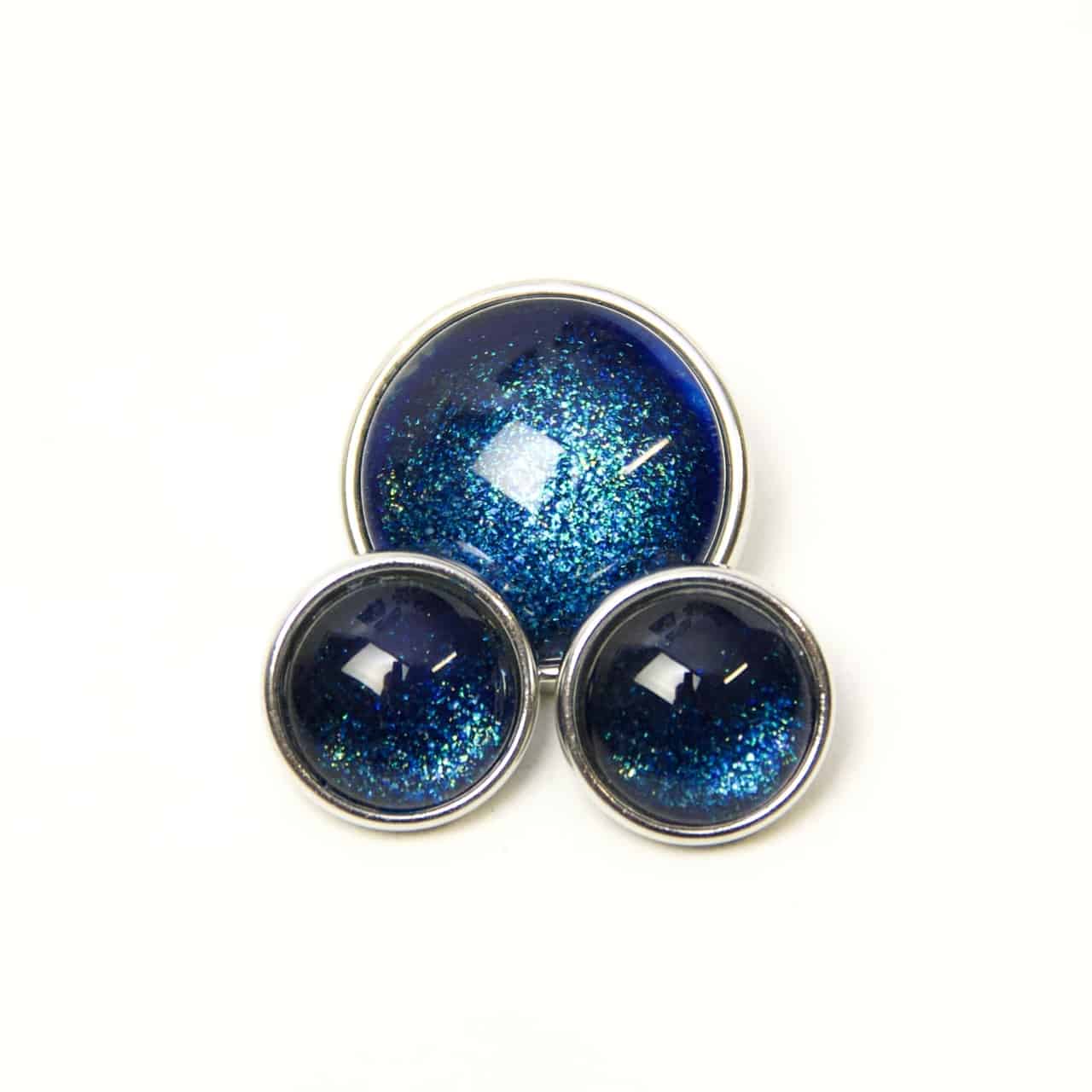 Druckknopf handbemalt dunkelblau glitzernd für Druckknopfschmuck Druckknopf handbemalt dunkelblau glitzernd für Druckknopfschmuck