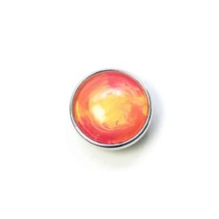 Druckknopf handbemalt in gelb, orange und pink für Druckknopfschmuck