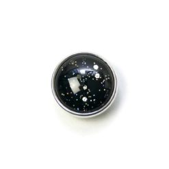 Druckknopf handbemalt in schwarz mit gold Glitzer für Druckknopfschmuck