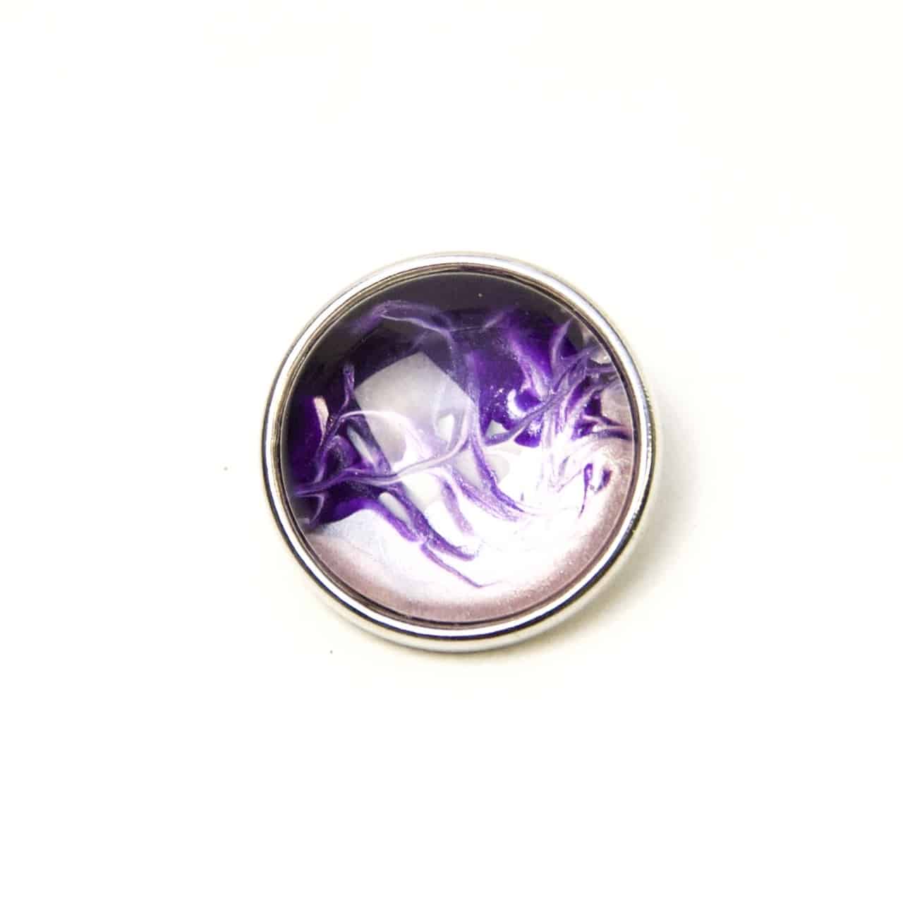 Druckknopf handbemalt in violett und rosa für Druckknopfschmuck Druckknopf handbemalt in violett und rosa für Druckknopfschmuck