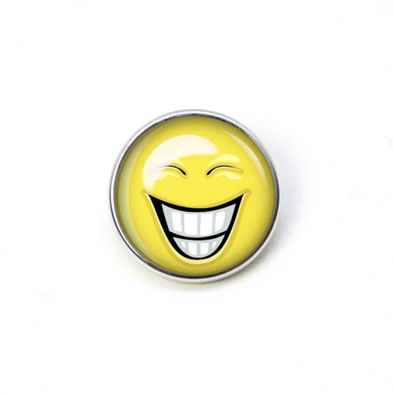 Druckknopf / Ohrstecker / Ohrhänger lustig lachender Smiley Druckknopf / Ohrstecker / Ohrhänger lustig lachender Smiley