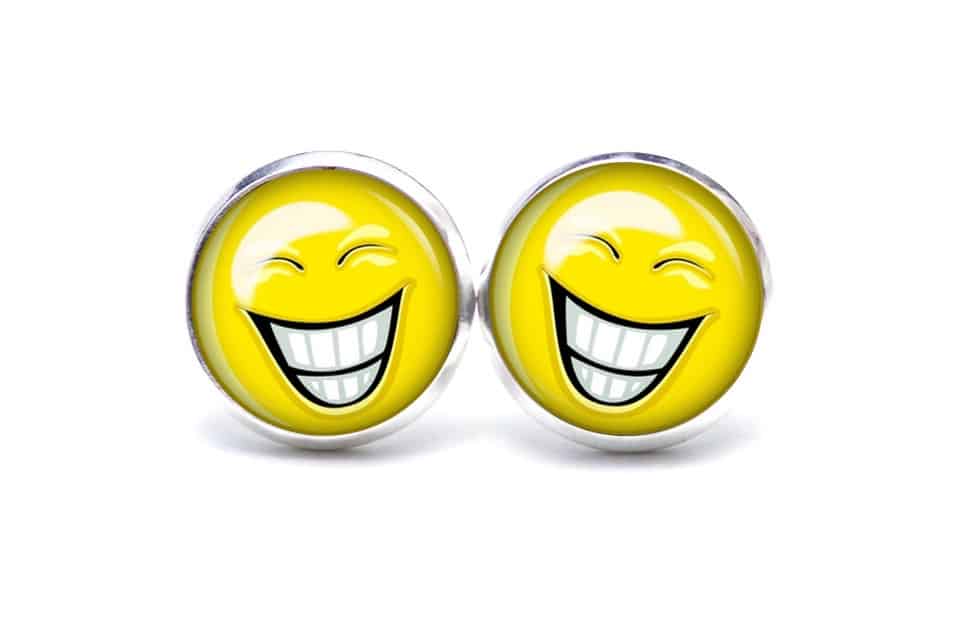 Druckknopf / Ohrstecker / Ohrhänger lustig lachender Smiley Druckknopf / Ohrstecker / Ohrhänger lustig lachender Smiley