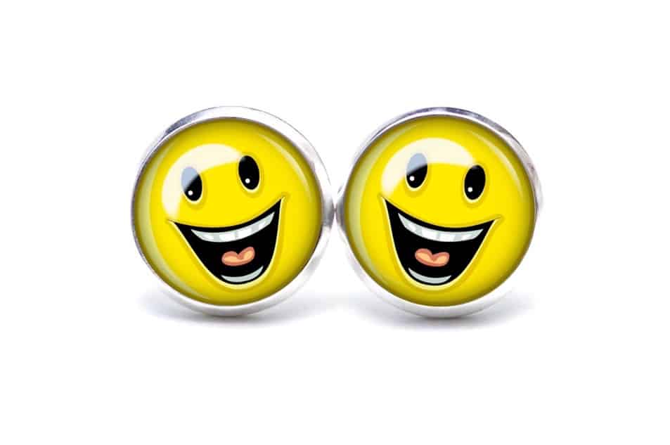Druckknopf / Ohrstecker / Ohrhänger lachender Smiley Druckknopf / Ohrstecker / Ohrhänger lachender Smiley