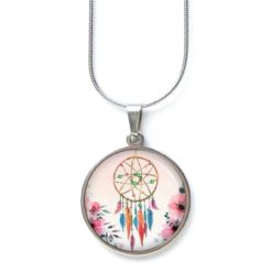 Ohrstecker, Ohrhänger, Clipse & Druckknopf – Motiv zarter Traumfänger in rosa mit Blumen – Schmuck aus Edelstahl Ohrstecker, Ohrhänger, Clipse & Druckknopf – Motiv zarter Traumfänger in rosa mit Blumen – Schmuck aus Edelstahl