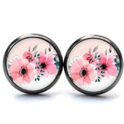 Ohrstecker, Ohrhänger, Clipse & Druckknopf – Motiv große rosa romantische Blumen – Schmuck aus Edelstahl Ohrstecker, Ohrhänger, Clipse & Druckknopf – Motiv große rosa romantische Blumen – Schmuck aus Edelstahl
