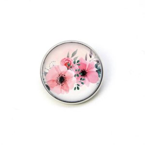 Druckknopf rosa Blumen
