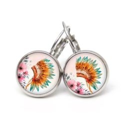Ohrstecker, Ohrhänger, Clipse & Druckknopf – Motiv Indianer Federhaube Blumen – Schmuck aus Edelstahl Ohrstecker, Ohrhänger, Clipse & Druckknopf – Motiv Indianer Federhaube Blumen – Schmuck aus Edelstahl