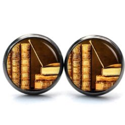 Ohrstecker, Ohrhänger, Clipse & Druckknopf – Motiv Buch Bücher Buchrücken alte Bücher Leseratte – Schmuck aus Edelstahl Ohrstecker, Ohrhänger, Clipse & Druckknopf – Motiv Buch Bücher Buchrücken alte Bücher Leseratte – Schmuck aus Edelstahl