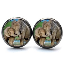 Ohrstecker, Ohrhänger, Clipse & Druckknopf – Motiv Elefant mit Baby Elefant – Schmuck aus Edelstahl Ohrstecker, Ohrhänger, Clipse & Druckknopf – Motiv Elefant mit Baby Elefant – Schmuck aus Edelstahl