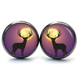 Ohrstecker, Ohrhänger, Clipse & Druckknopf – Motiv Hirsch Mond – Schmuck aus Edelstahl Ohrstecker, Ohrhänger, Clipse & Druckknopf – Motiv Hirsch Mond – Schmuck aus Edelstahl