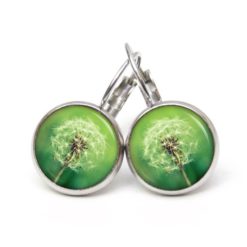 Ohrstecker, Ohrhänger, Clipse & Druckknopf – Motiv Große Pusteblume in grün – Schmuck aus Edelstahl Ohrstecker, Ohrhänger, Clipse & Druckknopf – Motiv Große Pusteblume in grün – Schmuck aus Edelstahl