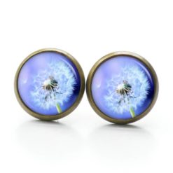 Druckknopf Ohrstecker Ohrhänger Clipse große Pusteblume in blau Druckknopf Ohrstecker Ohrhänger Clipse große Pusteblume in blau