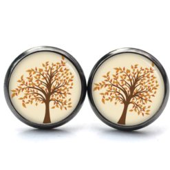 Ohrstecker, Ohrhänger, Clipse & Druckknopf – Motiv Herbst Baum braun beige – Schmuck aus Edelstahl Ohrstecker, Ohrhänger, Clipse & Druckknopf – Motiv Herbst Baum braun beige – Schmuck aus Edelstahl