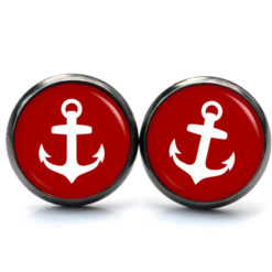 Ohrstecker, Ohrhänger, Clipse & Druckknopf – Motiv maritim roter Anker – Schmuck aus Edelstahl Ohrstecker, Ohrhänger, Clipse & Druckknopf – Motiv maritim roter Anker – Schmuck aus Edelstahl