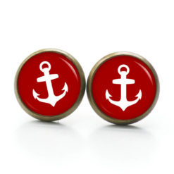Ohrstecker, Ohrhänger, Clipse & Druckknopf – Motiv maritim roter Anker – Schmuck aus Edelstahl Ohrstecker, Ohrhänger, Clipse & Druckknopf – Motiv maritim roter Anker – Schmuck aus Edelstahl