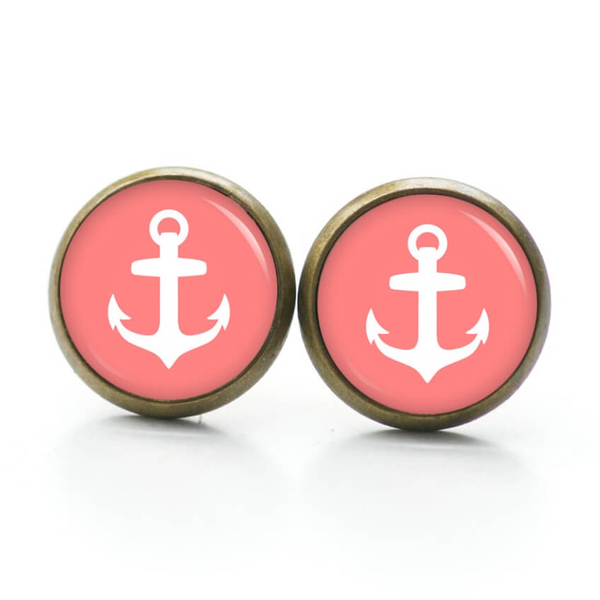 Ohrstecker, Ohrhänger, Clipse & Druckknopf – Motiv maritim Meer Anker rosa – Schmuck aus Edelstahl Ohrstecker, Ohrhänger, Clipse & Druckknopf - Motiv maritim Meer Anker rosa - Schmuck aus Edelstahl