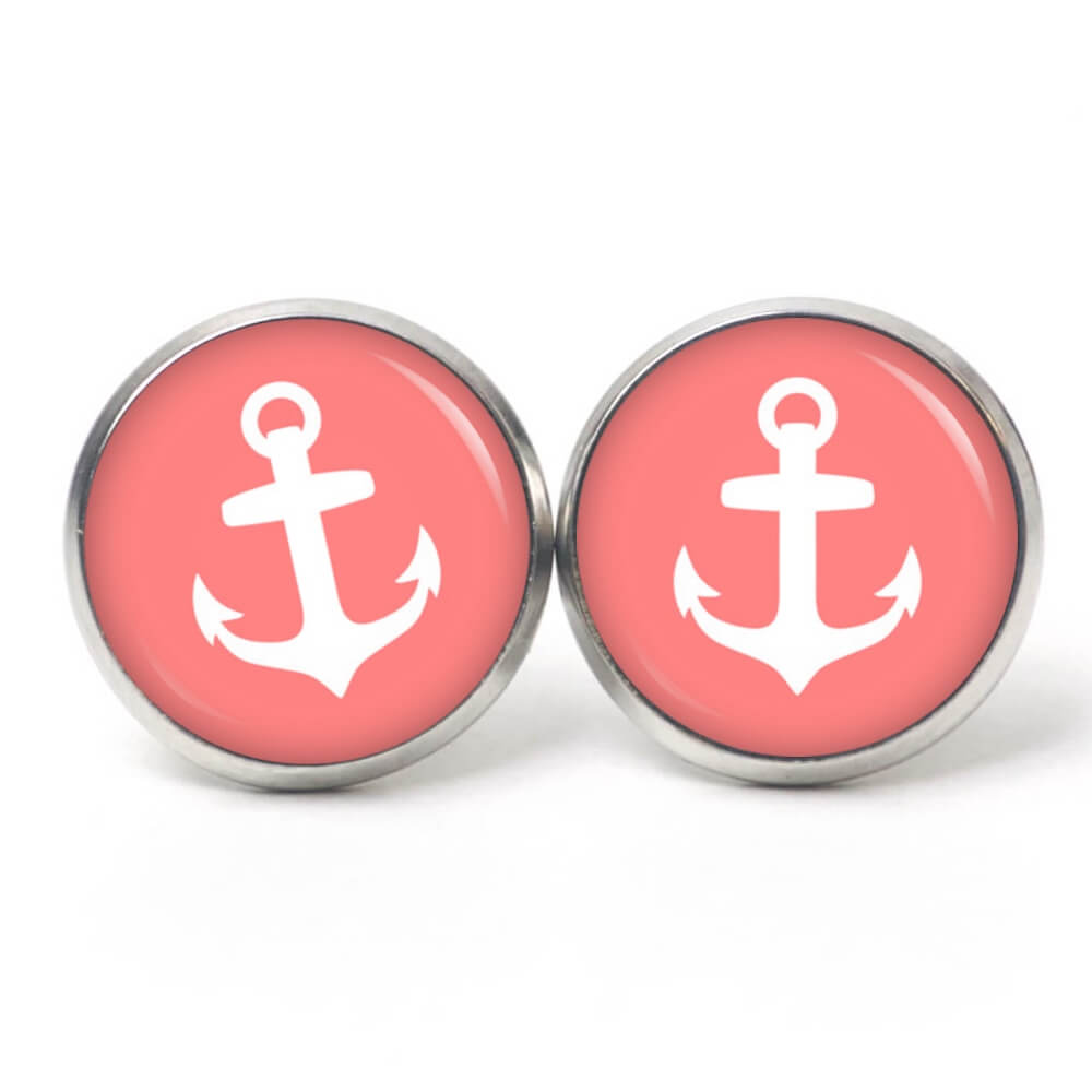 Ohrstecker, Ohrhänger, Clipse & Druckknopf – Motiv maritim Meer Anker rosa – Schmuck aus Edelstahl Ohrstecker, Ohrhänger, Clipse & Druckknopf - Motiv maritim Meer Anker rosa - Schmuck aus Edelstahl