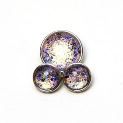 Druckknopf handbemalt Discofever blau rosa glitzernd für Druckknopfschmuck