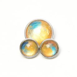 Druckknopf handbemalt sweet 70er in gelb hellblau gold für Druckknopfschmuck