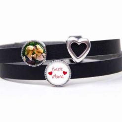 Personalisiertes Lederarmband Beste Mama mit Foto und Herz - personalisiert - Just Trisha
